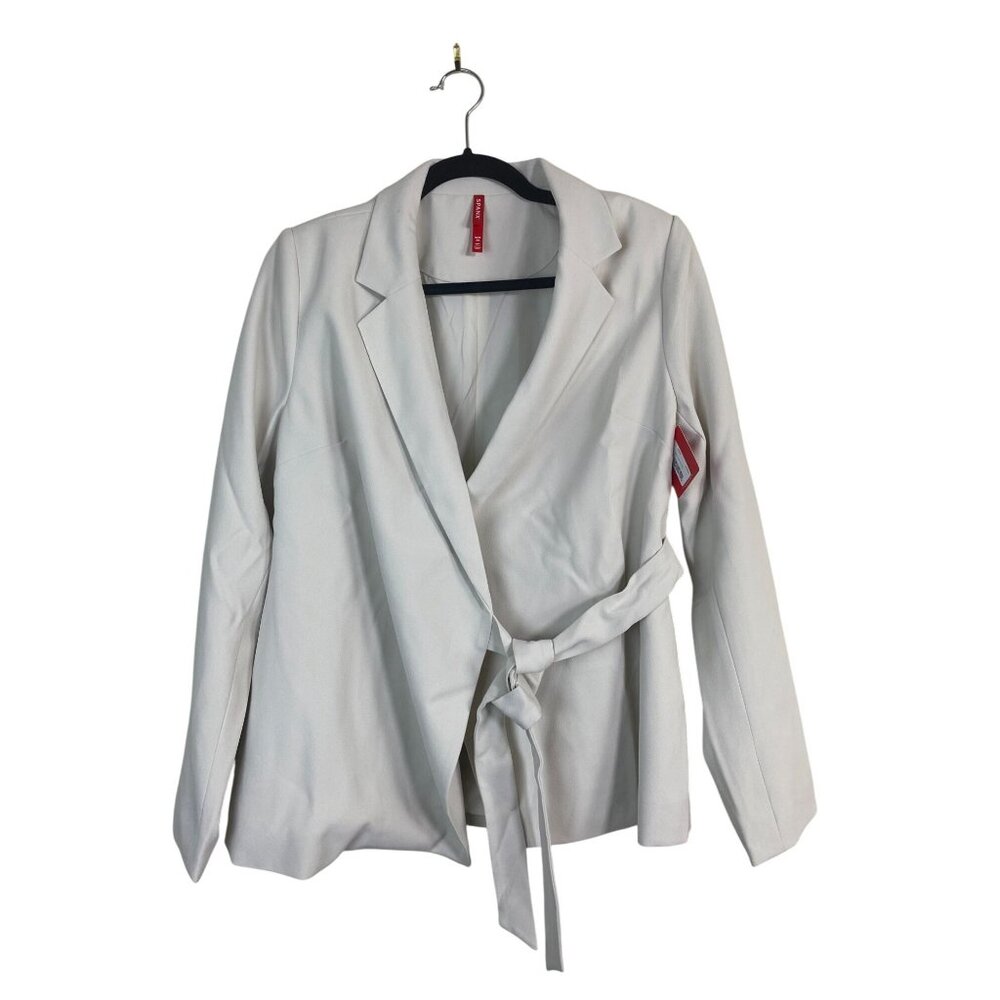 NEW Spanx Carefree‎ Crepe Wrap Blazer Jacket Women sz Medium Beige Cream Career
